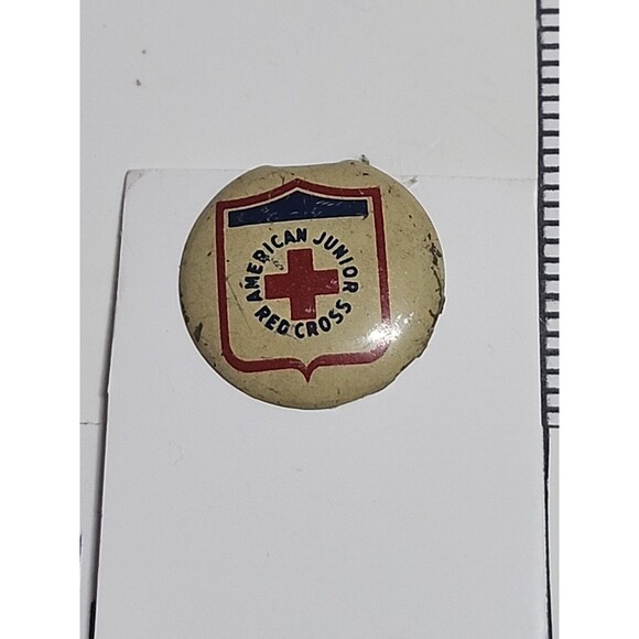 Vintage American Junior Red Cross Pinback Button WWI Era Patriotic Badge - Picture 2 of 3
